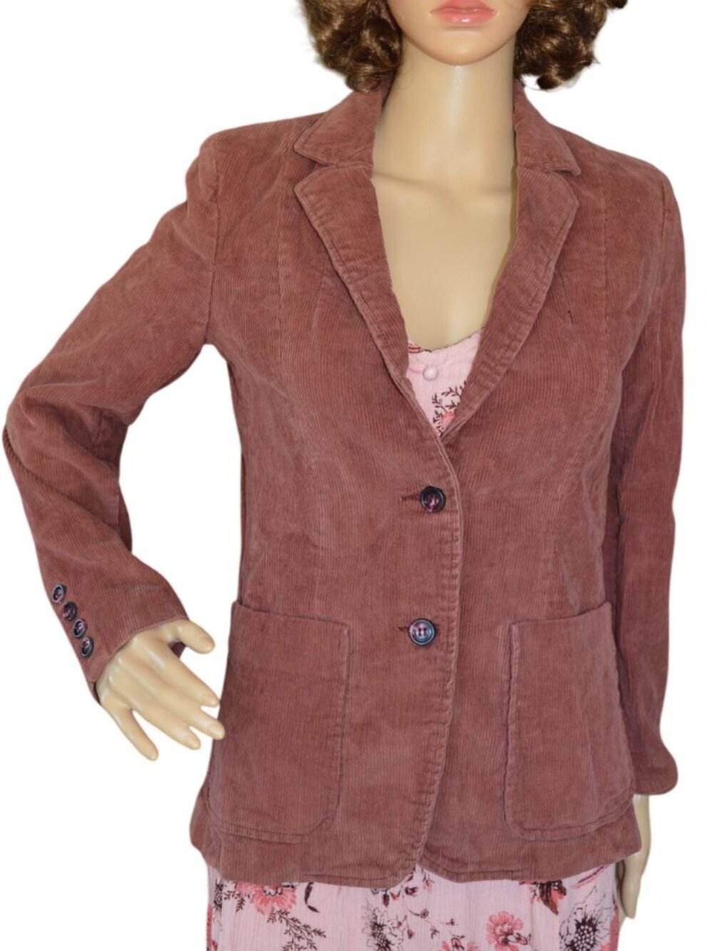Vintage Y2K Radishes & Roses Brick Red Corduroy Blazer Jacket Size XS Estimated